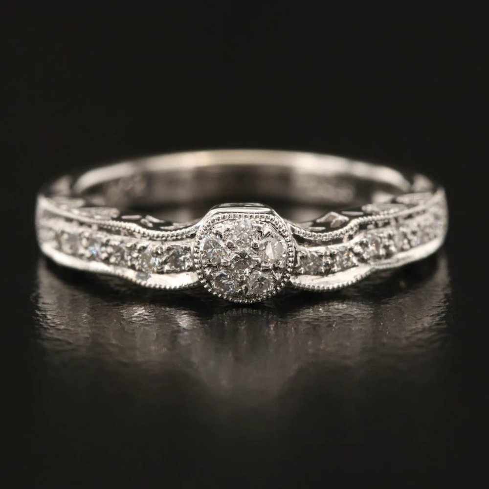 14k Vintage .28 ctw Diamond Cluster Ring